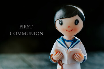 text first communion and communicant boy figurine
