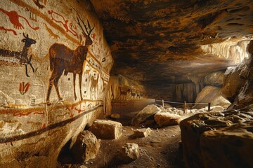 A virtual reconstruction of the Lascaux cave system, highlighting the extensive network of chambers filled with prehistoric art