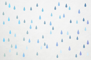 White Japanese Washi paper texture with pastel blue gradient raindrop pattern. Modern abstract Japanese style background.