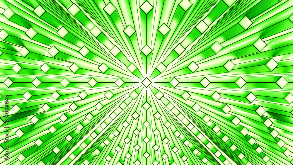 Poster abstract columns with the distortion of space. motion. optical illusion with dots and pillars around