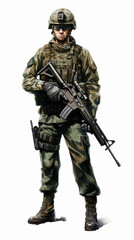 Full body image of soldier Boinas Verdes in army uniform