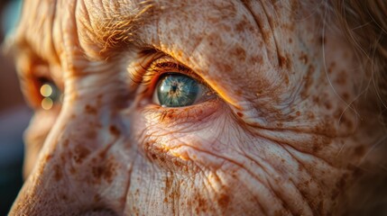 Freckles appearing on the faces of elderly women