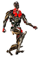 3D Rendering Male Robot on White