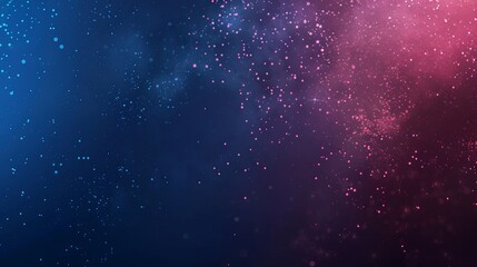 Naklejka premium Minimalistic scientific conference poster template with Midnight blue, royal blue, & burgundy red colors, digital particle decorations, and vast negative space.