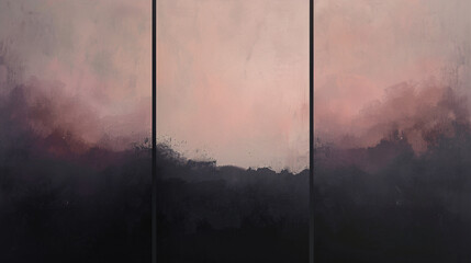 Three uneven gradient panels set against a deep black backdrop.