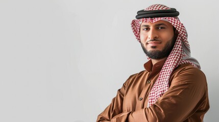 Obraz premium Arab businessman with kandora dress on