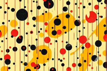 Dots and dashes in yellow, red, and black, arranged in a whimsical fashion to capture the essence of a mischievous yet lovable character known for its electric touch, ai generated
