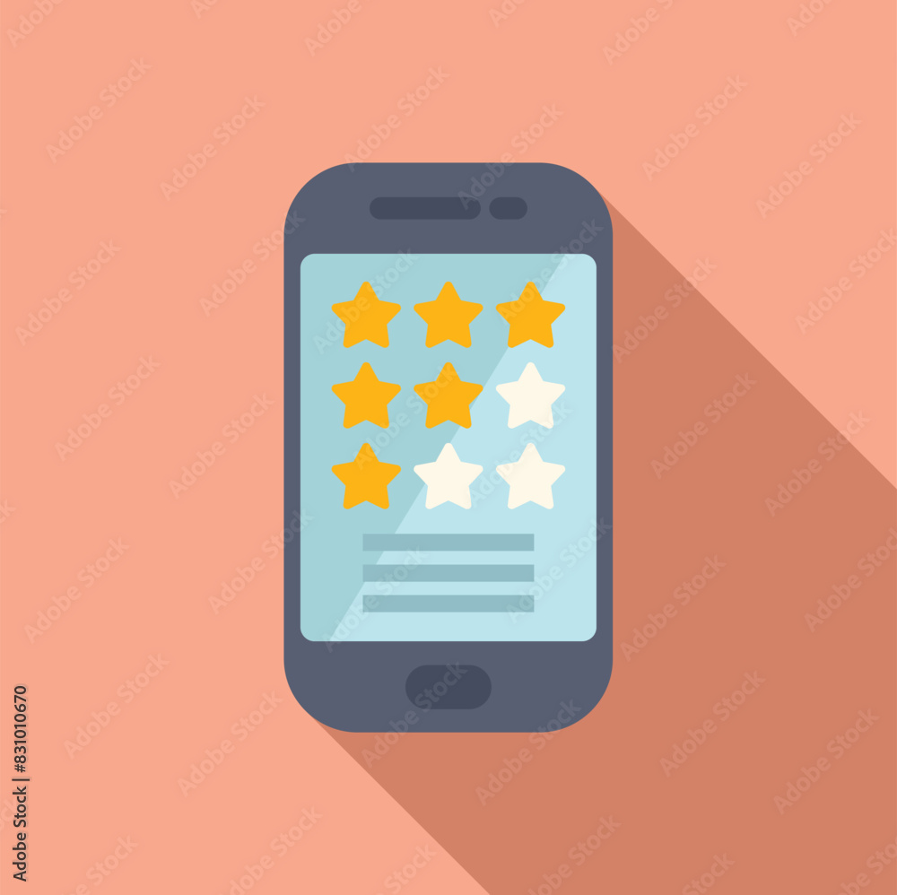 Poster vector illustration of mobile rating and review system with star feedback for smartphone app evaluat