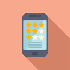 Vector illustration of mobile rating and review system with star feedback for smartphone app evaluation in flat design. Depicting customer satisfaction and product quality in modern. Clean