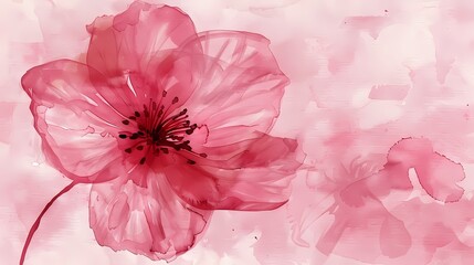 Retro pink romantic watercolor flowers poster background