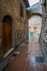 Fototapeta premium San Gimignano, Italy - April 18, 2024 : San Gimignano street view in Italy