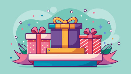 Elegant gift boxes on a banner, perfect for exclusive offers. Stylish gift presentation for luxury retail or special occasions.