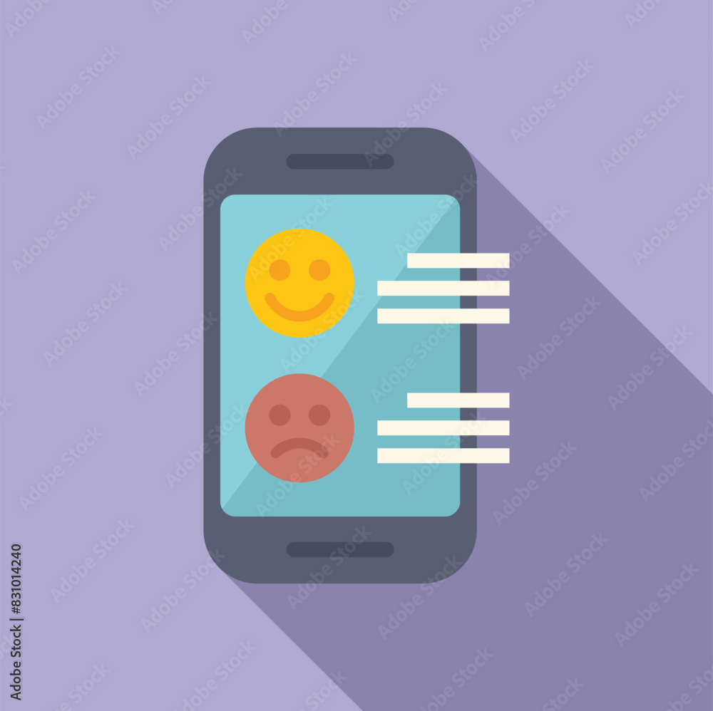 Poster vector image of a smartphone displaying smiley face emoticons for customer rating