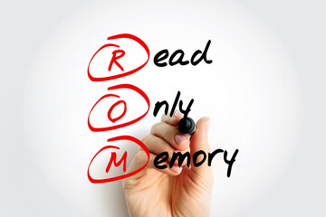 ROM Read Only Memory - type of non-volatile memory used in computers and other electronic devices,...