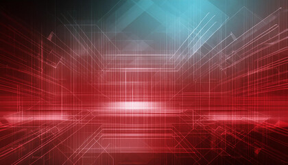 Red geometric shapes abstract technology background
