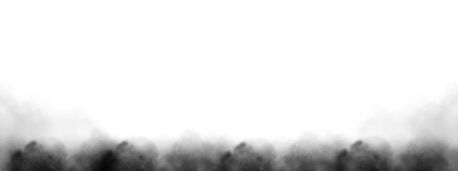 Smoke clouds, fog or smog. Vector realistic illustration, explosion, texture isolated on transparent background