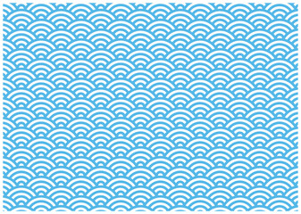 青海波のシームレスパターン　和柄　背景　青