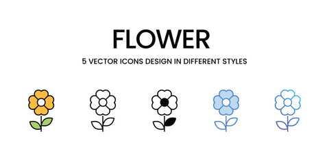 Flower icons vector set stock illustration.