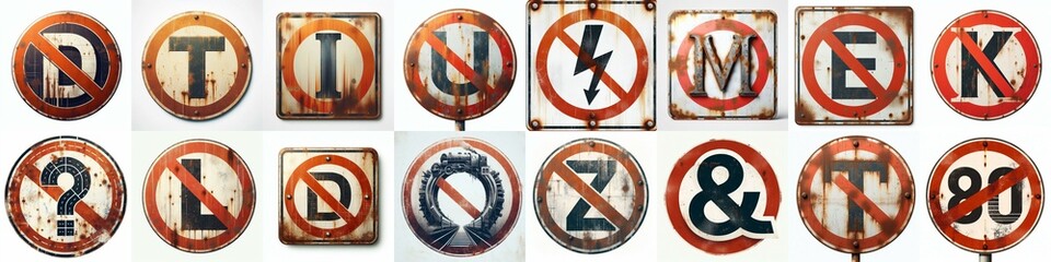 Forbidden Road traffic sign Lettering Typeface. AI generated illustration