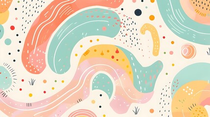 Vibrant Abstract Shapes and Fluid Patterns in Pastel Hues Playful Digital for Modern Design