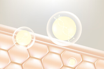 Hyaluronic acid and Niacinamide hair and skin solutions ad, white collagen serum drop with cosmetic advertising background ready to use, illustration vector.