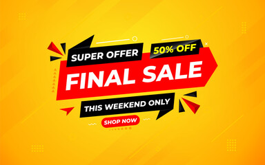 Final sale banner template vector design, Special offer final sale, Limited offer final sale tag. Final Sale Discount template for marketing promotion, retail, store, shop, online store, or website.