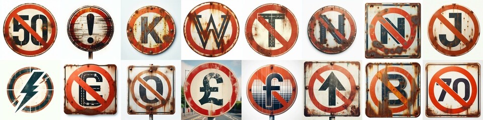 Obraz premium Forbidden Road traffic sign Lettering Typeface. AI generated illustration