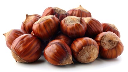 Chestnuts Alone on a White Background