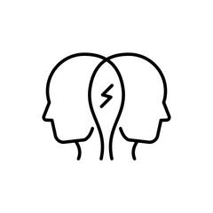 Bipolar disorder outline icons, minimalist vector illustration ,simple transparent graphic element .Isolated on white background