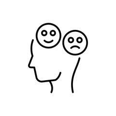Bipolar disorder outline icons, minimalist vector illustration ,simple transparent graphic element .Isolated on white background