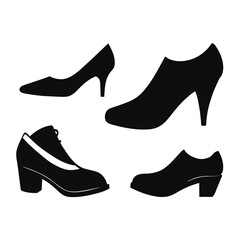 Set of collection of men's and women's shoes for fashion and beauty vector on white background