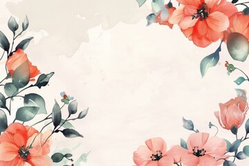 Elegant Watercolor Floral Background with Vibrant Red Blooms