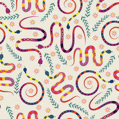 snake seamless pattern in beautiful vector