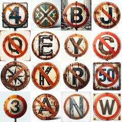 Forbidden Road traffic sign Lettering Typeface. AI generated illustration