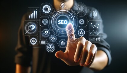 Fototapeta premium SEO Digital Interface and Analytics Tools