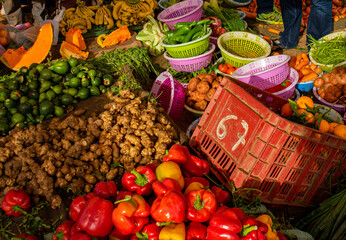 Abundance of Fruits and Vegetables for sale at the market