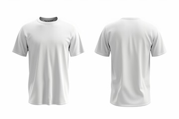 Men's T-Shirt Template, White, Front and Back View, Mockup Design, Isolated