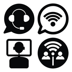 Set of Communication icons black vector on white background