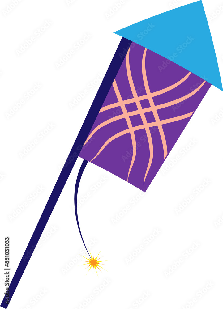 Poster isolated firecracker rocket of diwali element.