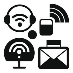 Set of Communication icons black vector on white background