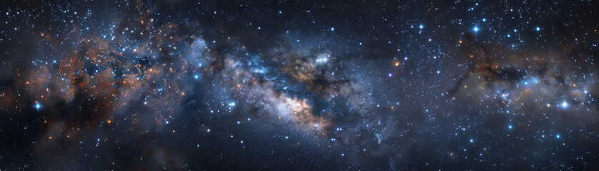 A breathtaking panorama of the Milky Way galaxy, showcasing a vibrant array of stars, interstellar clouds, and cosmic dust in the vastness of space.