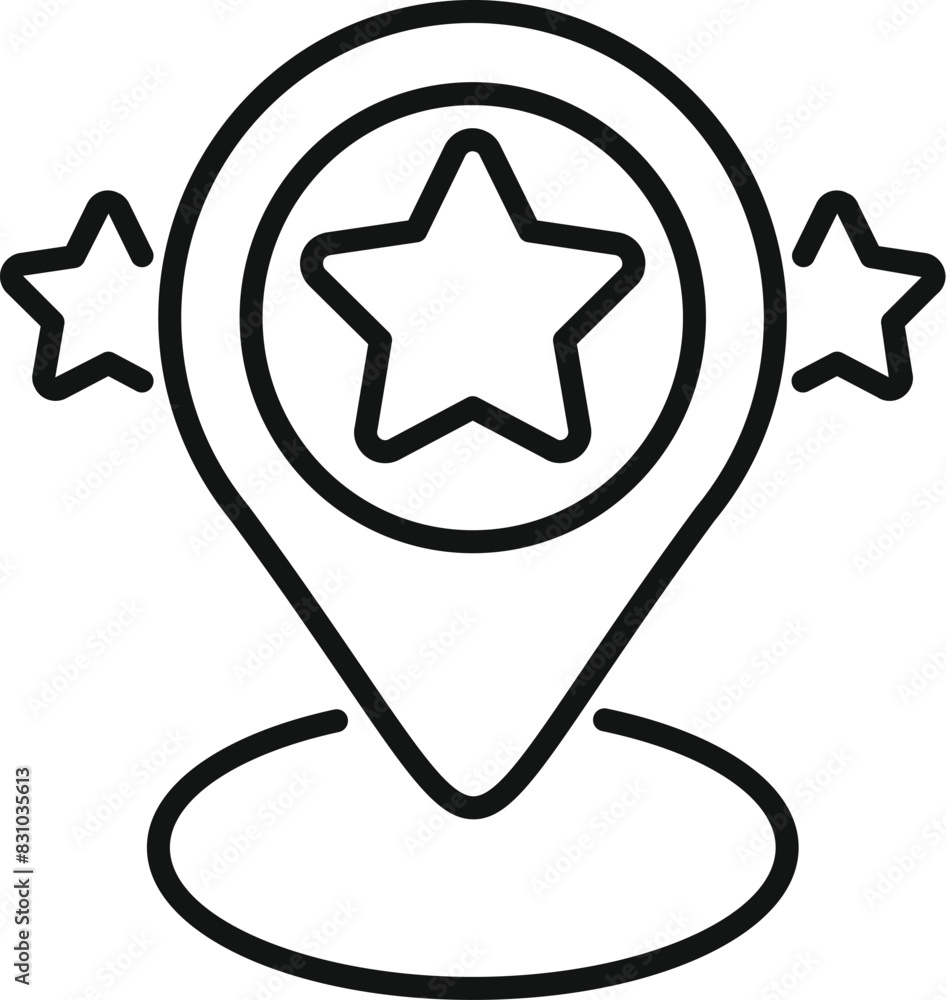 Aufkleber star location pin icon with vector outline design for map symbol, navigation, and gps destination in