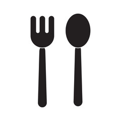 spoon and fork flat icon vector