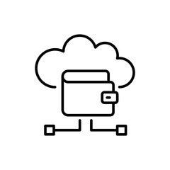 Cloud Wallet outline icons, minimalist vector illustration ,simple transparent graphic element .Isolated on white background