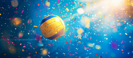 volleyball with confetti explosion concepr for banner background