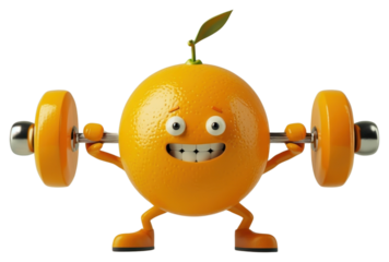 PNG Orange character cartoon weight fruit.