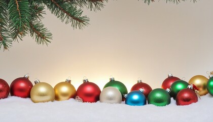 Christmas background with ornaments, pine tree  Illustration, christmas celebration time