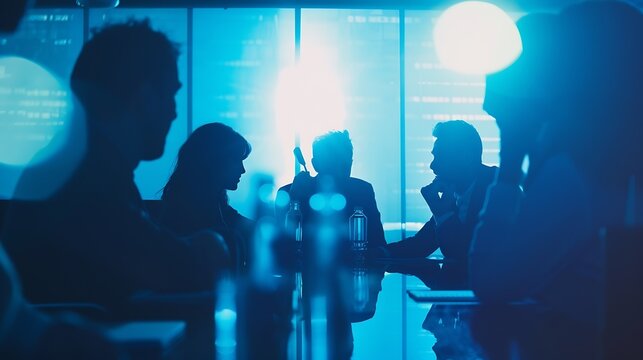 Businessman explaining new business ideas to peers Business people discussing in board room : Generative AI
