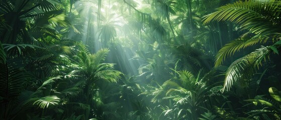 Peer into the depths of a dense jungle, where the canopy above hides secrets known only to the creatures that call it home.