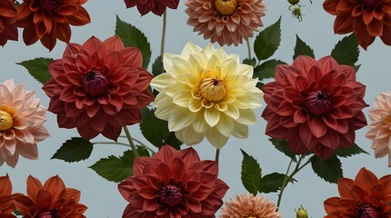 Dahlia-made floral arrangement, isolated on clear backdrop